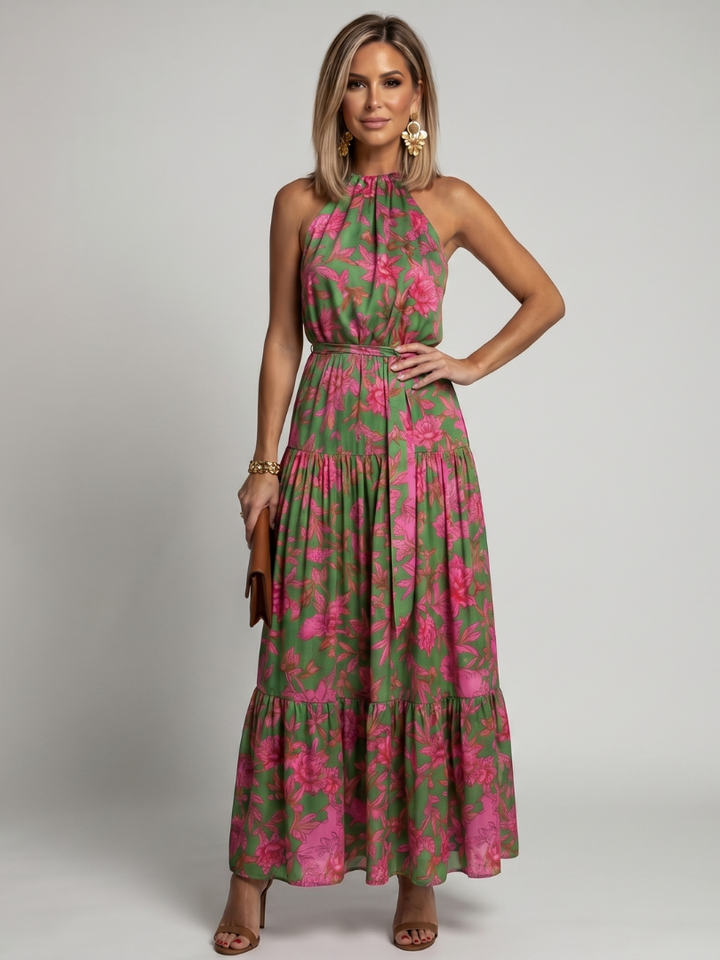 Rosalind - Drapiertes Neckholder-Midikleid