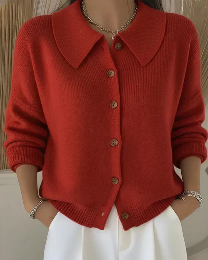 Constance - Weiche Hemdkragen-Strickjacke