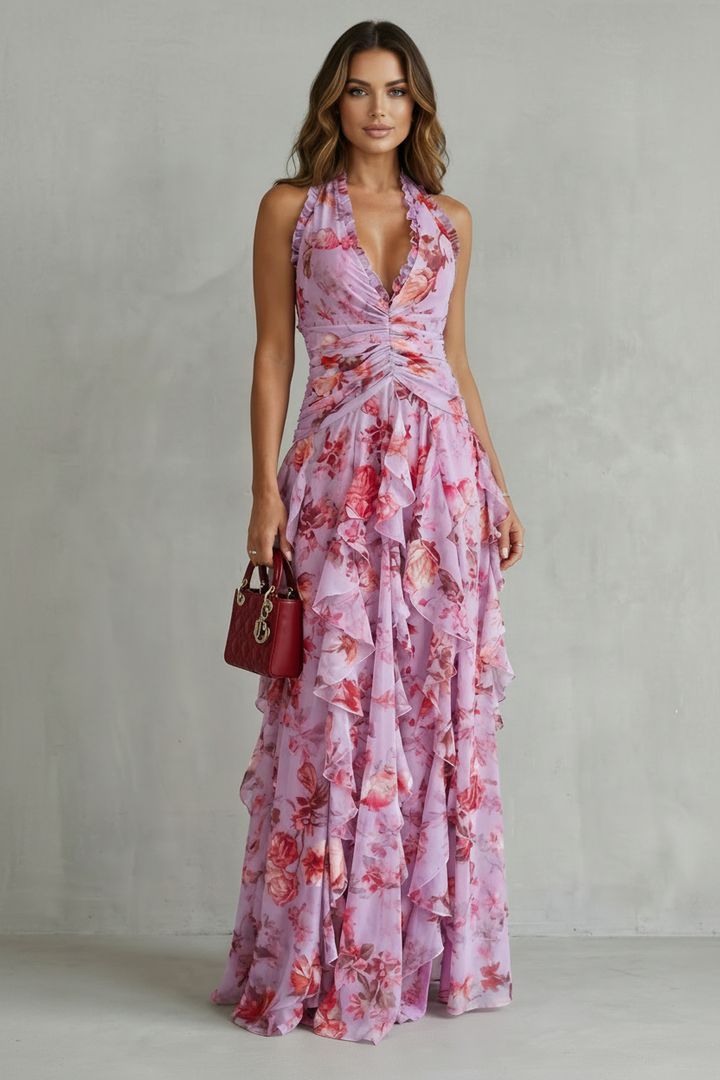 Adriana - Geblümtes Neckholderkleid