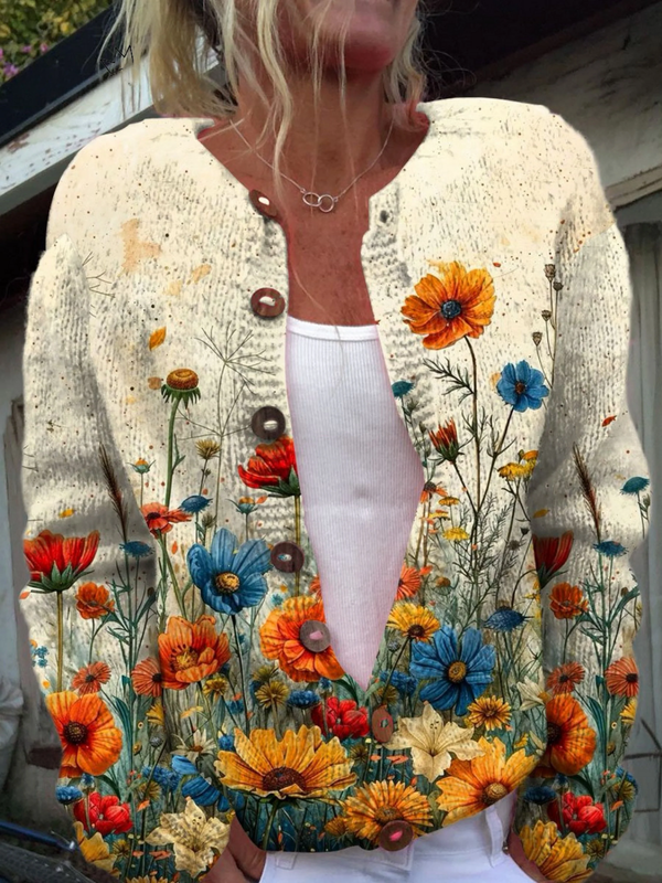 Mina - Wildblumen-Strickjacke