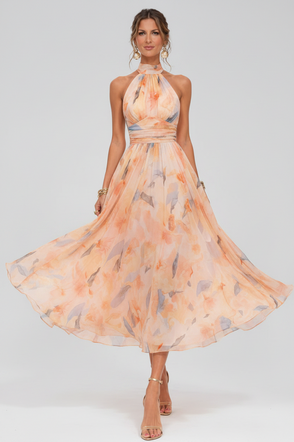 Aurora - Aquarell-Neckholderkleid