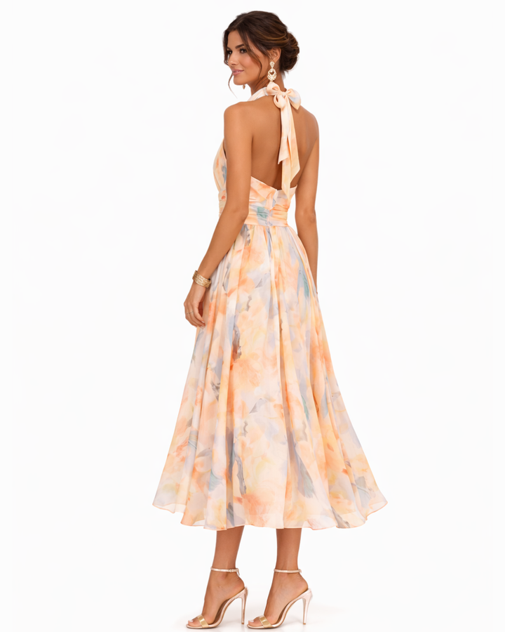 Aurora - Aquarell-Neckholderkleid