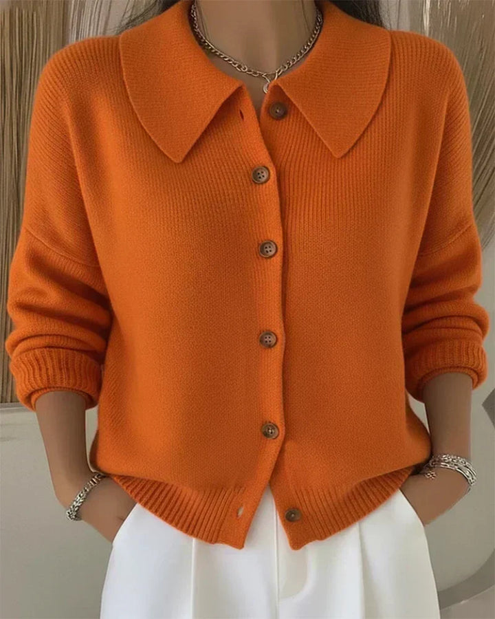 Constance - Weiche Hemdkragen-Strickjacke