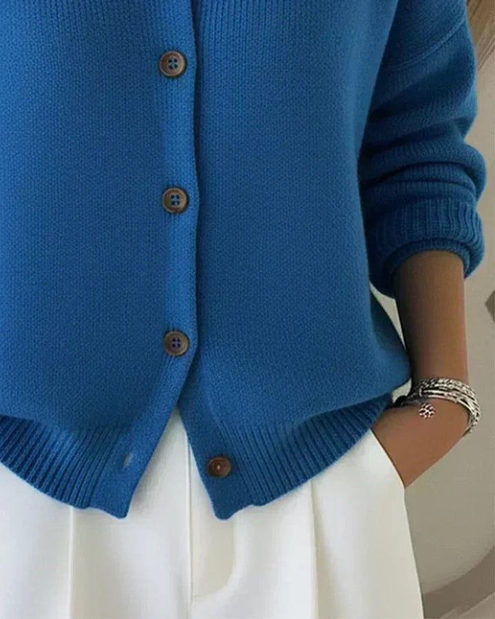 Constance - Weiche Hemdkragen-Strickjacke