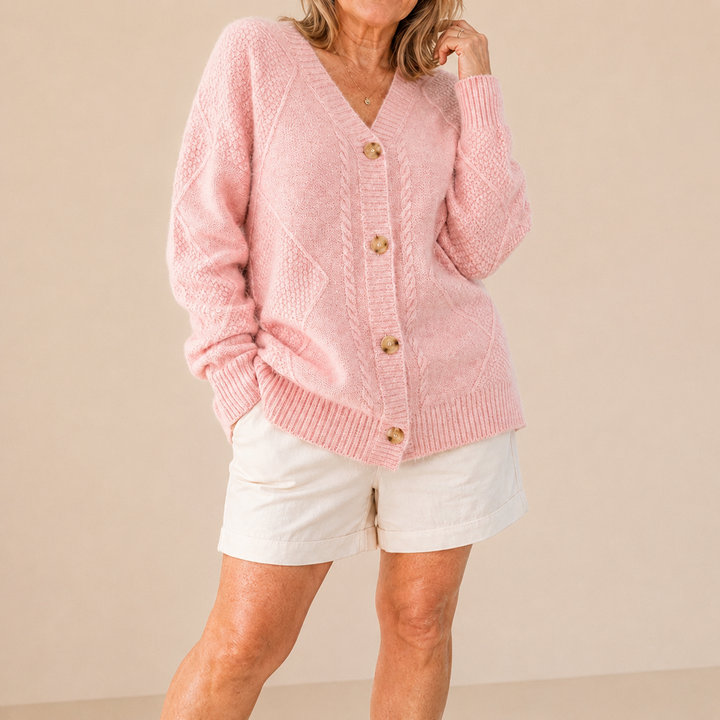 Adèle - Weiche Knopf-Strickjacke