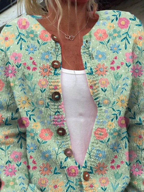 Gerda - Pastell-Blumen-Strickjacke