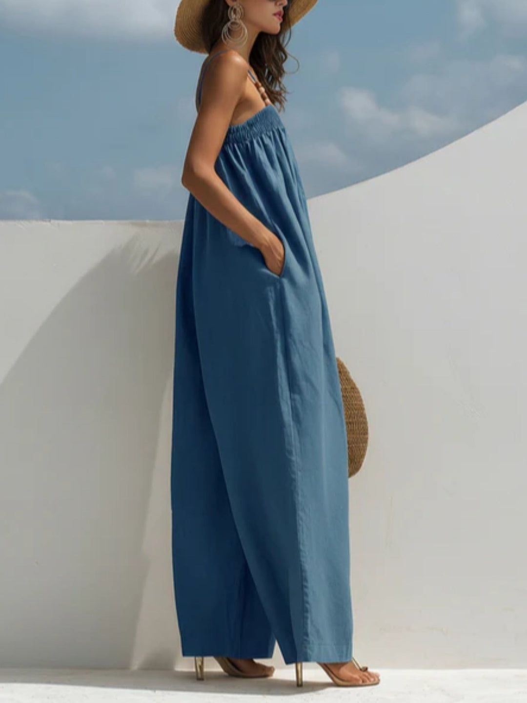 Monica | Combinaison en denim à jambes larges
