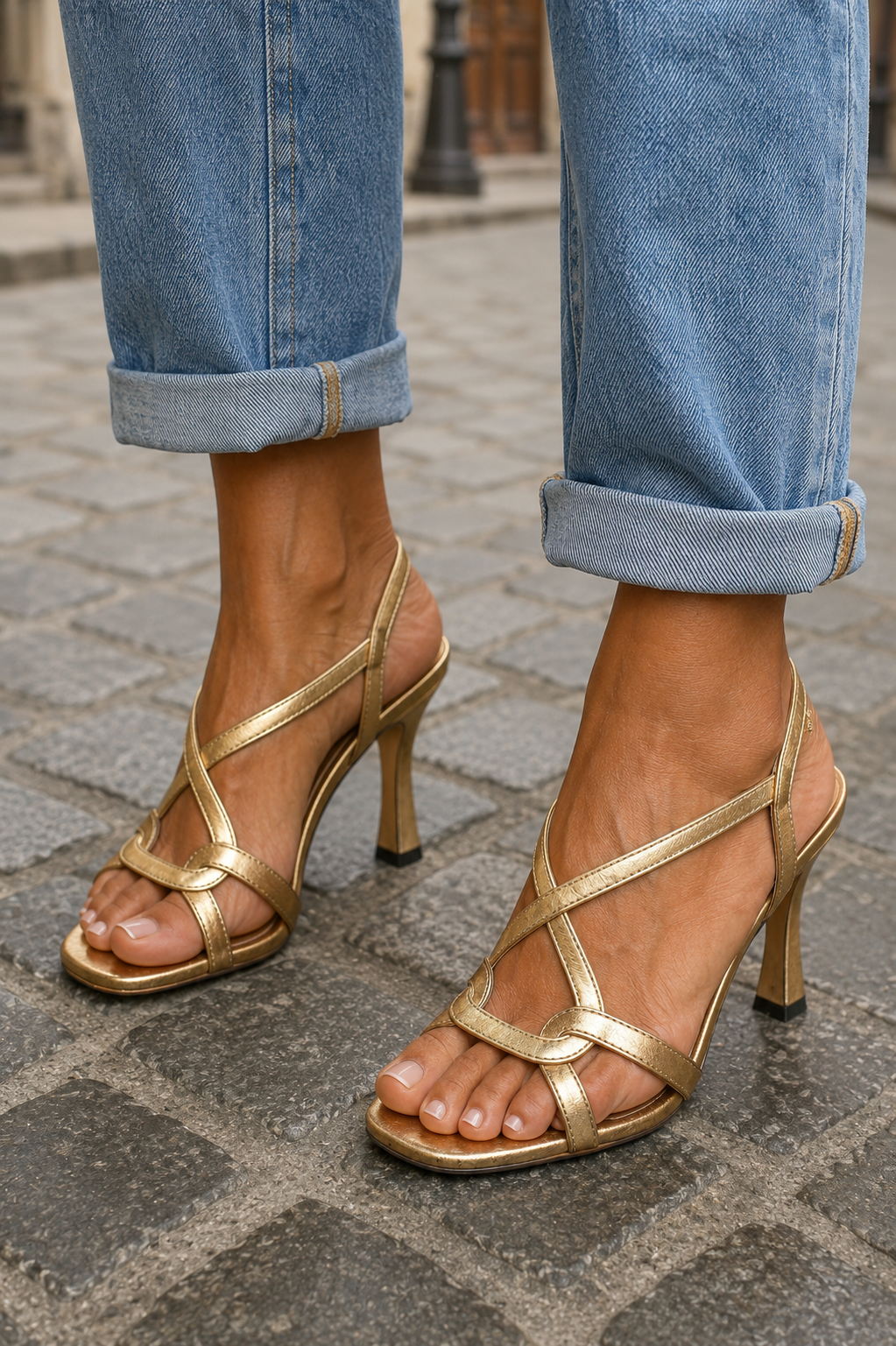 Johanna – Goldene Sommer-Charme-Sandalen