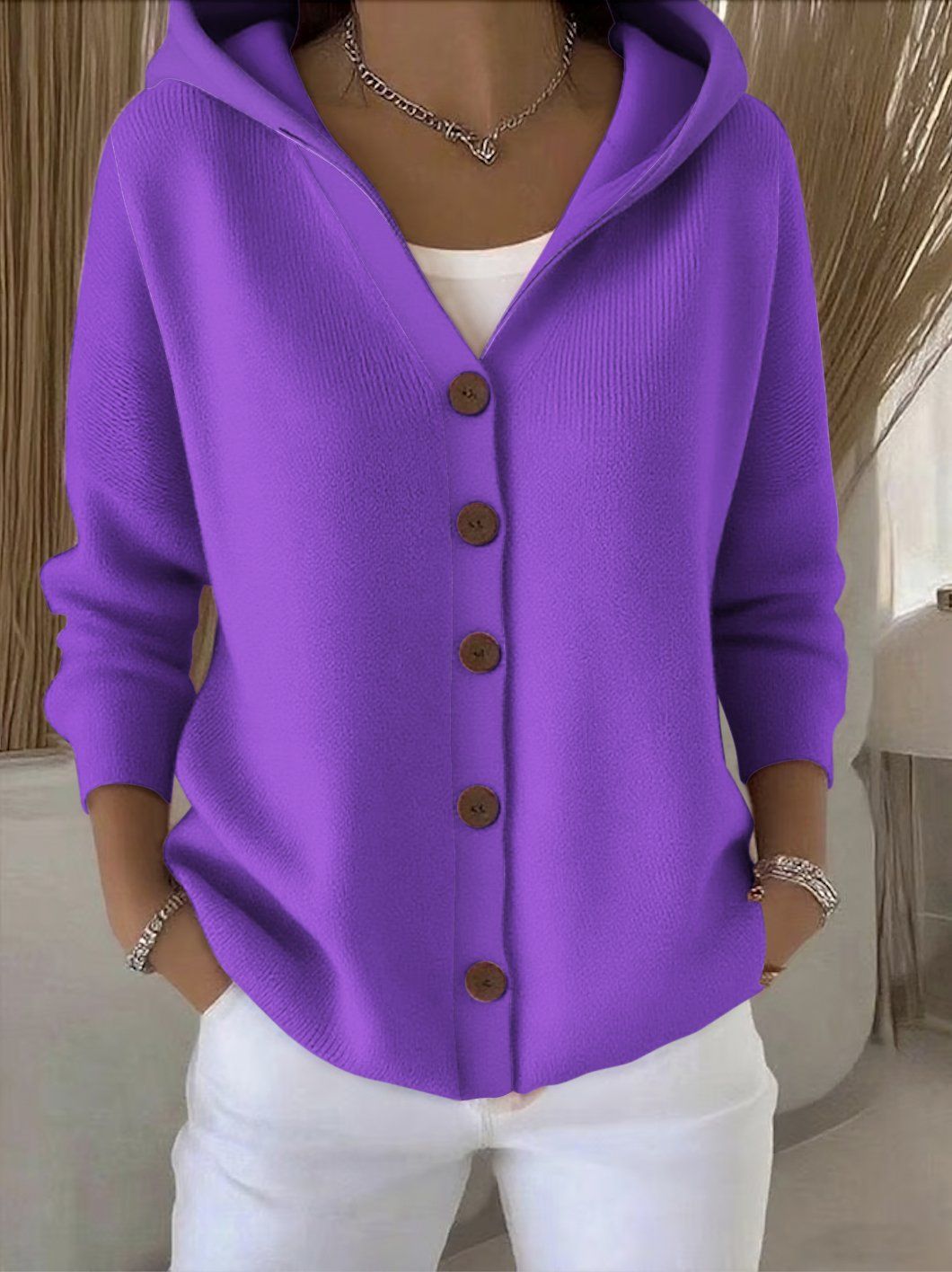 Clémence - Klassische Kapuzen-Strickjacke
