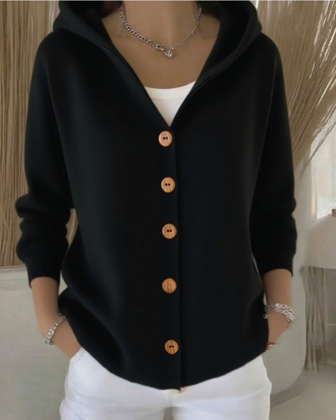 Clémence - Klassische Kapuzen-Strickjacke