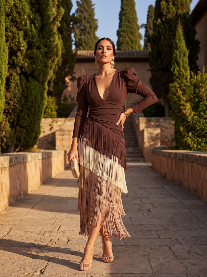 Ronda - Wickelkleid mit Fransen