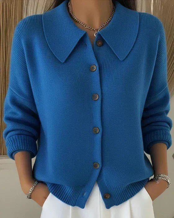 Constance - Weiche Hemdkragen-Strickjacke