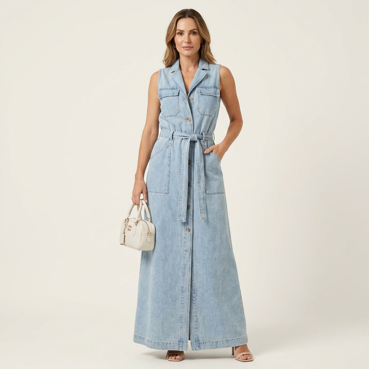 Georgina | Robe Maxi en Denim