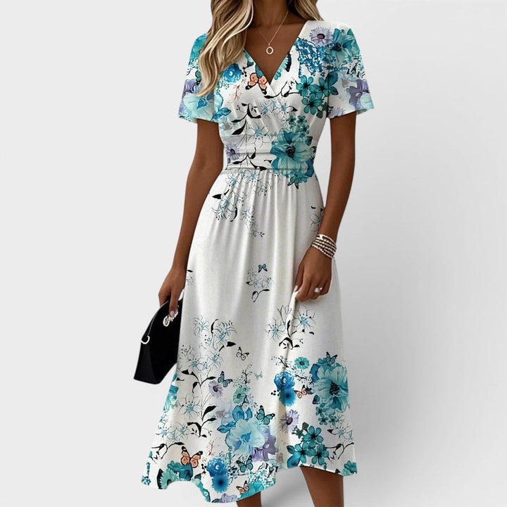 Seraphina - Blaues Blumenkleid