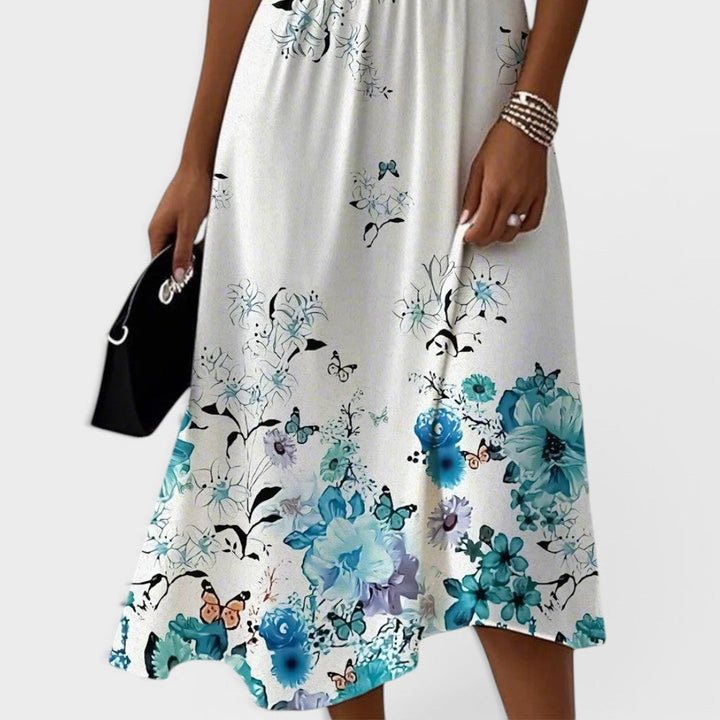 Seraphina - Blaues Blumenkleid